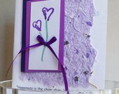 Happiness is  Quote with Handmade Paper and Hand Painted Heart Flowers