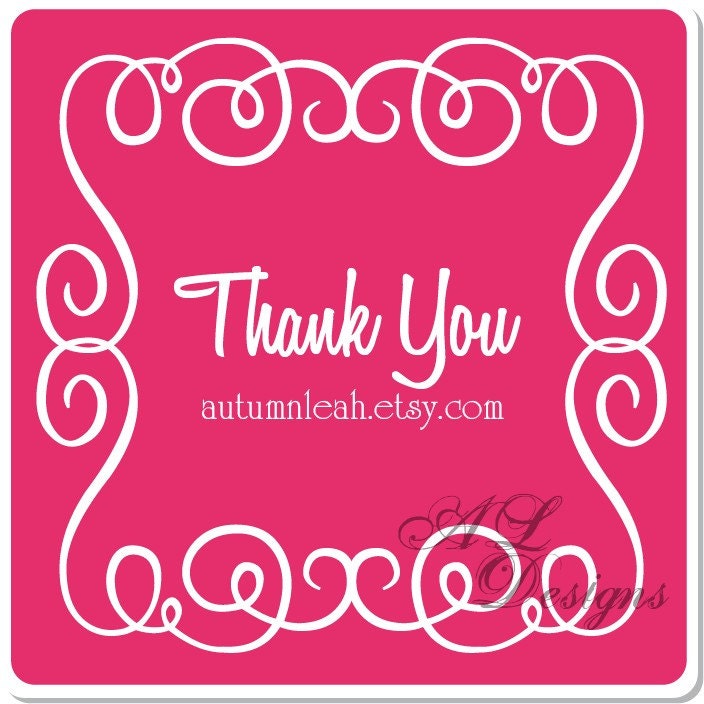 Personalized Stickers -- Swirl Border -- Personalized Thank You Labels, Custom Stickers, Custom Labels