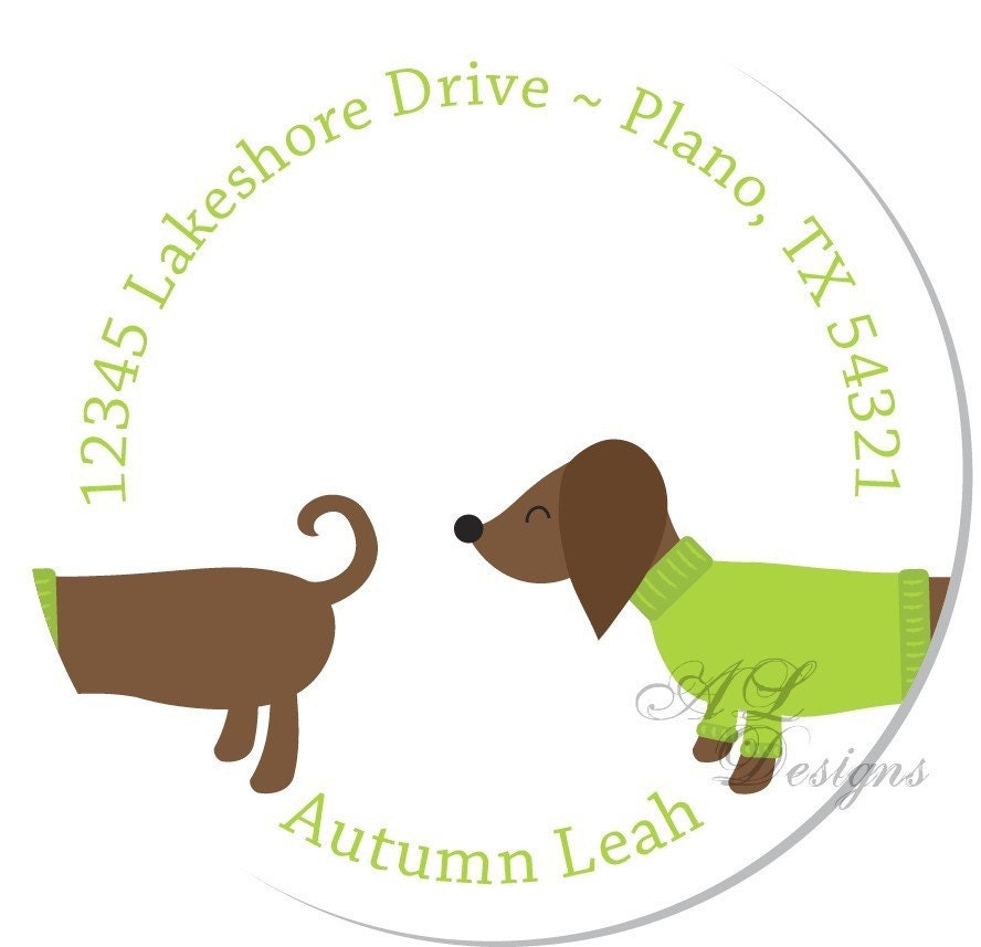 Personalized Stickers -- Daschund -- Personalized Address Sticker, Personalized Address Label -- Choice of Size