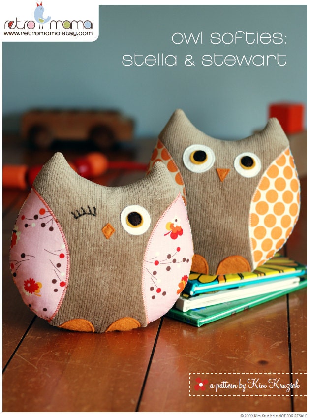 Stella and Stewart Owl Softies PDF Sewing Pattern Instant Download