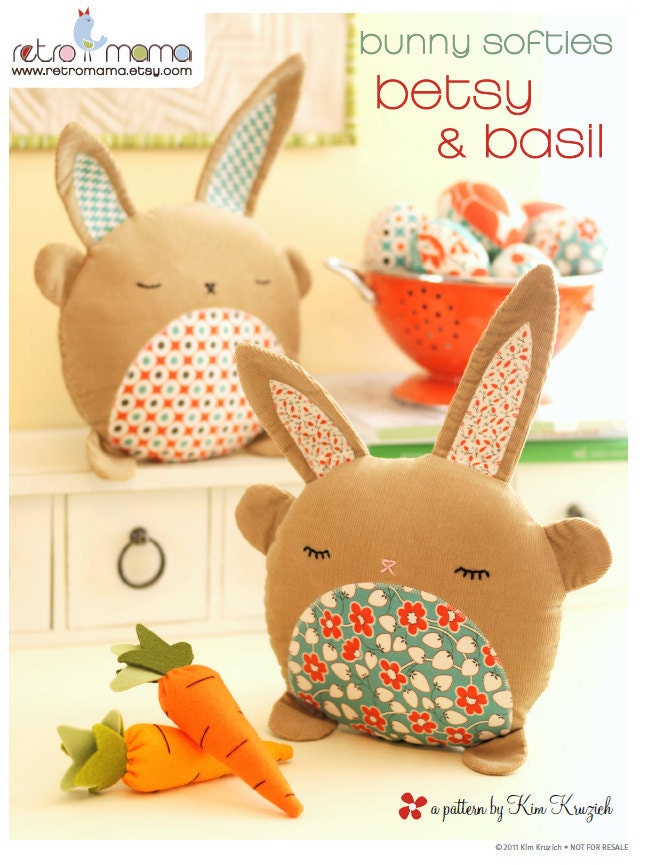 PDF Sewing Pattern Betsy & Basil Bunny Softies Instant Download
