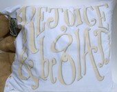 Rejoice and Be Glad Burlap Ruffle Pillow