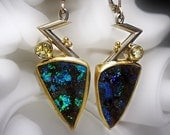 Australian Boulder Opal and Yellow Sapphire Earrings