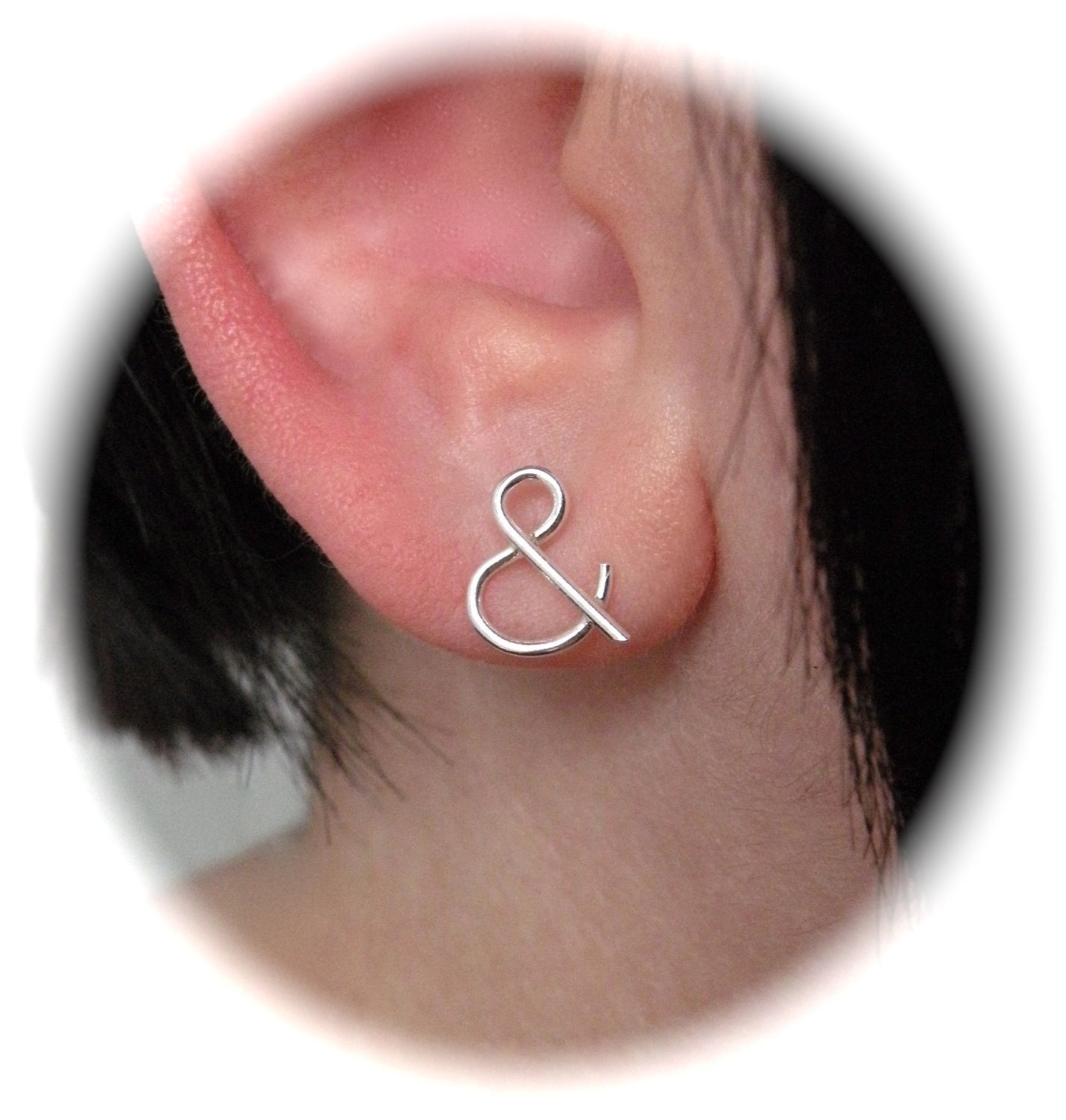 You and Me - Ampersand silver modern stud earrings