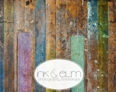 Photography Vinyl Backdrop 4ft x 3ft, Photo Backdrop, Wood Floor drop, Photo backdrop, Distressed Colorful Vintage Wood, "Julius"