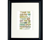 Thank you God Prayer 8 x 10 Print taken from my Sketchbook Project Moleskine