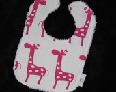 Fun Hot Pink Giraffes and Chenille Boutique Bib