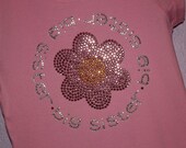 BIG SISTER circle with flower rhinestud  tee by Daisy Creek Designs