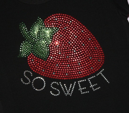 SO SWEET with strawberry rhinestud  tee by Daisy Creek Designs