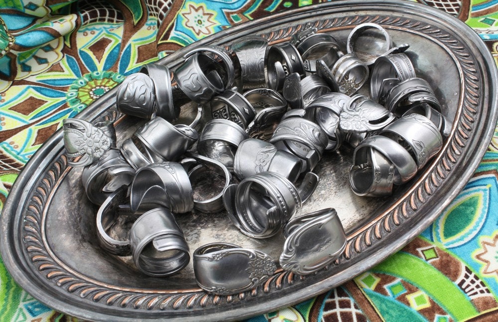 5 Piece Stainless Steel Spoon Ring Assortment - Handcrafted By DoctorGus - Great Recycled Gift Idea