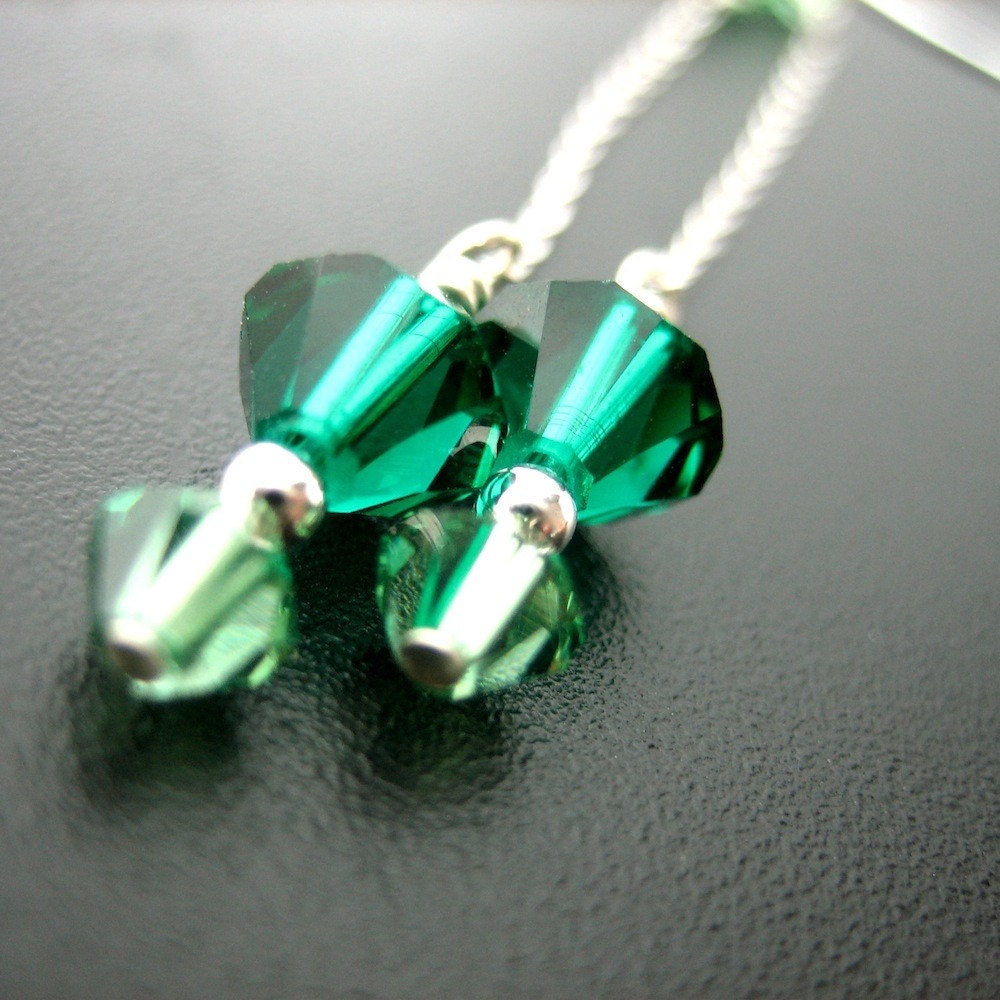 Crystal drop earrings - forest