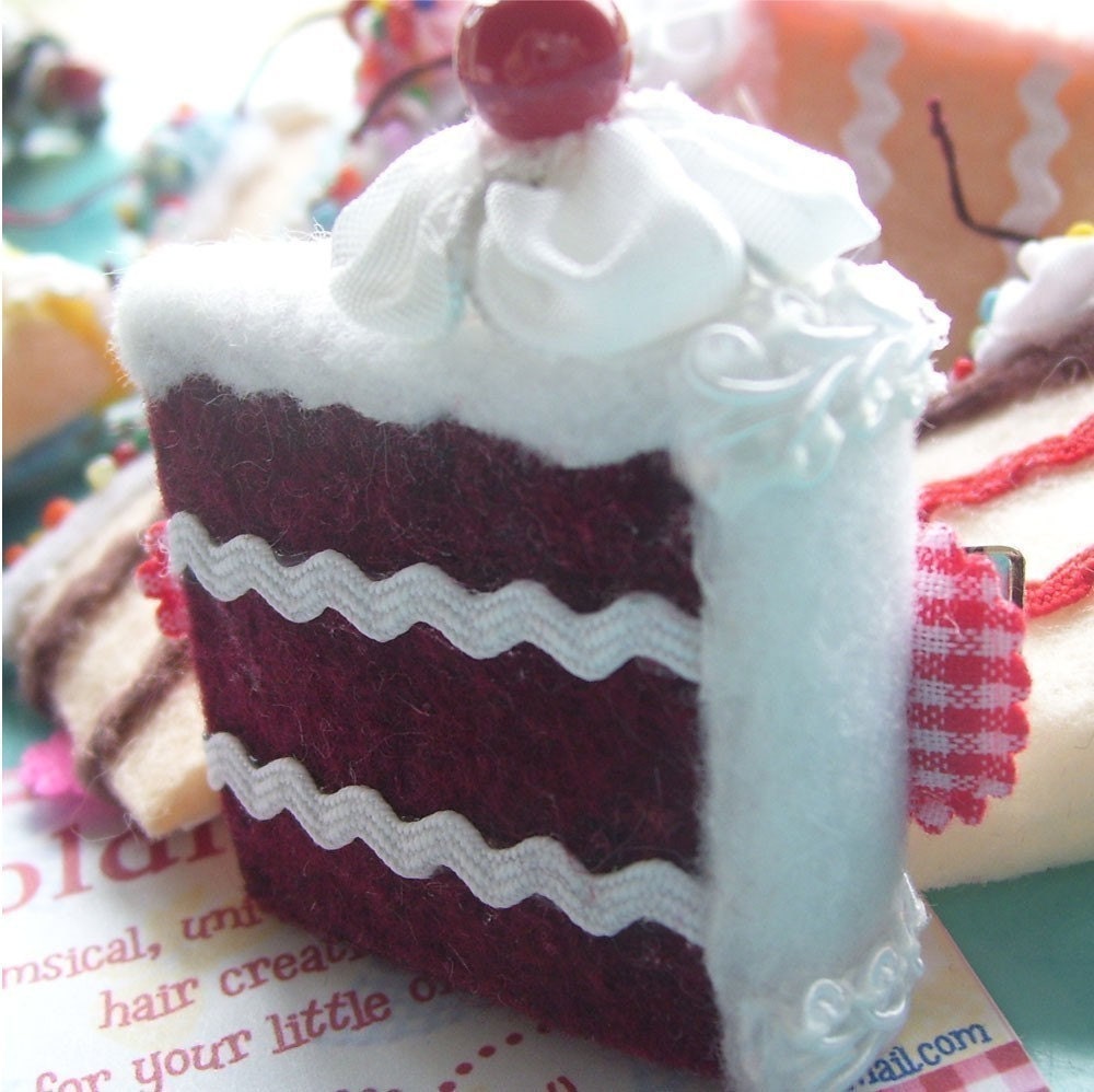 yummy red velvet cake slice barrette