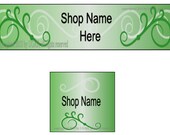 Banner and Avatar Set, Green Scrolls, for your Etsy Shop