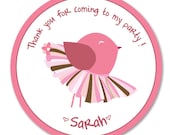 DIY Printable Pink bird Birthday Party Favor/Goodie Bag Tags