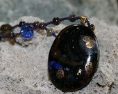 Ocean Wonder Fused Glass Pendant With Beaded Necklace -- Art Glass By YM