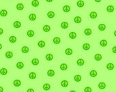 What a Hoot Peace Sign Dots Lime by Ro Gregg Fabric,  Modern Fabric, Clearance