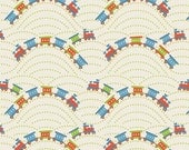 Scoot Trains Cream Fabric by Deanna Rutter Riley Blake Designer Fabric, 30 inches