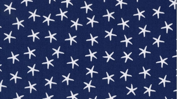 It's a Shore Thing Fabric by Dear Stella,  Starfish Navy,   Designer Fabric