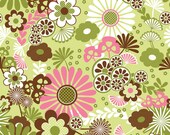 Dainty Blossoms Fabric - Floral Main Green by Carina Gardner Riley Blake Designer, Sale