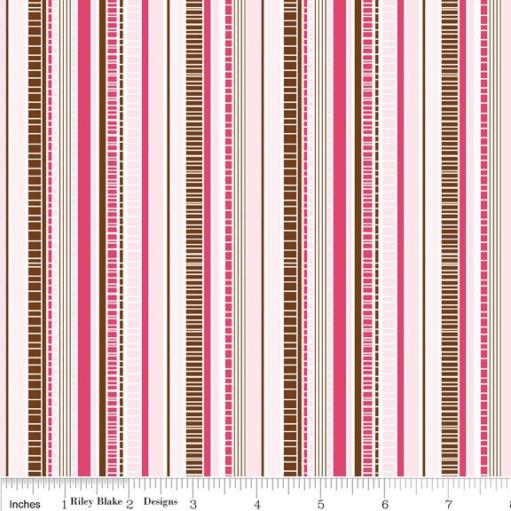 Dainty Blossoms Fabric - Stripes Pink   by Carina Gardner Riley Blake Designer, Sale, 1 yard