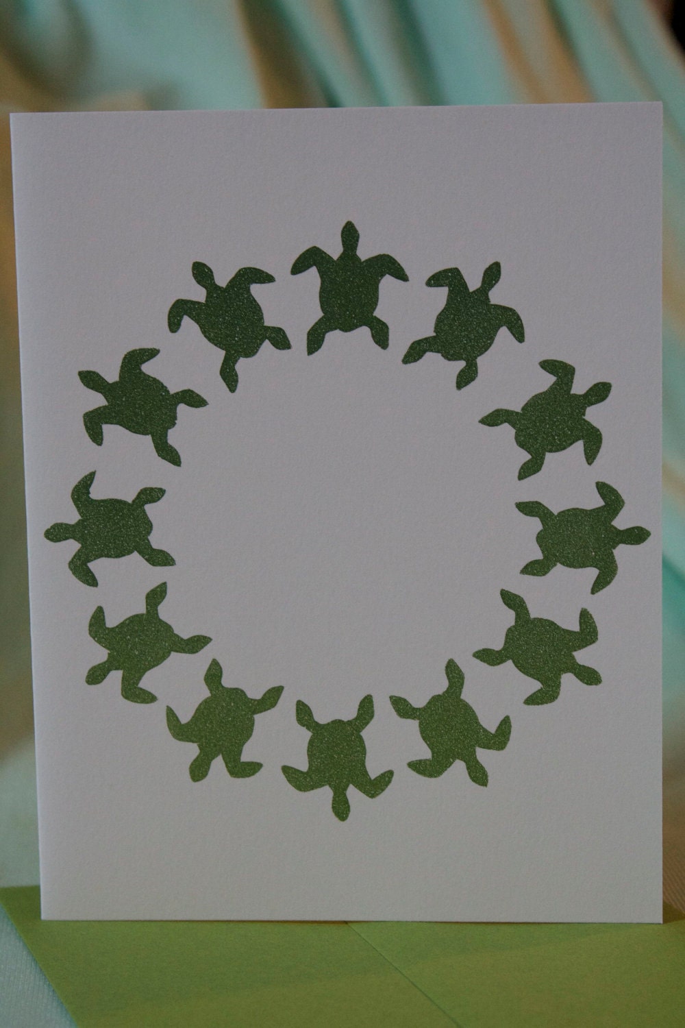 SALE turtle wreath letterpress card