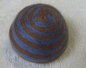 One multi-colored felted pin-cushion, Blue and Brown