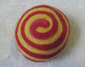 One multi-colored felted pin-cushion, Red and Yellow