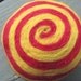 One multi-colored felted pin-cushion, Red and Yellow