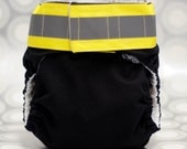 Black Firefighter Cloth Diaper Cover-Large
