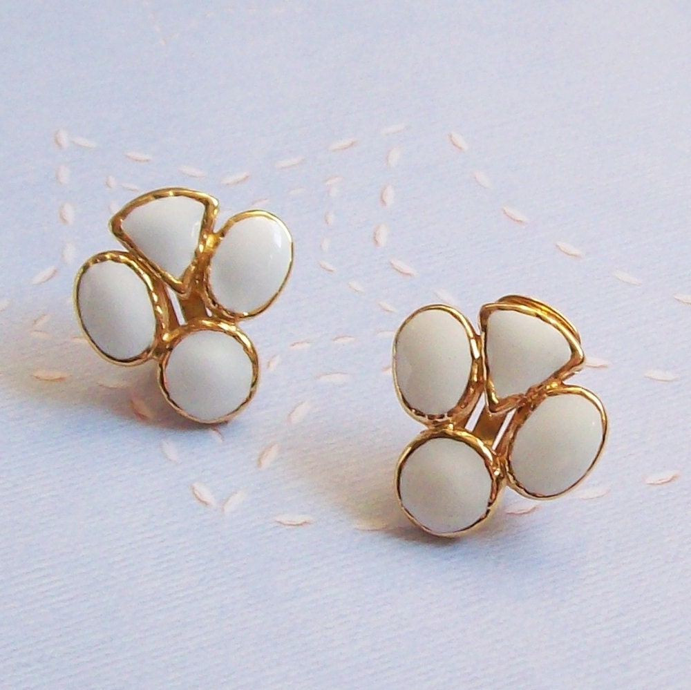 white vendome vintage earrings