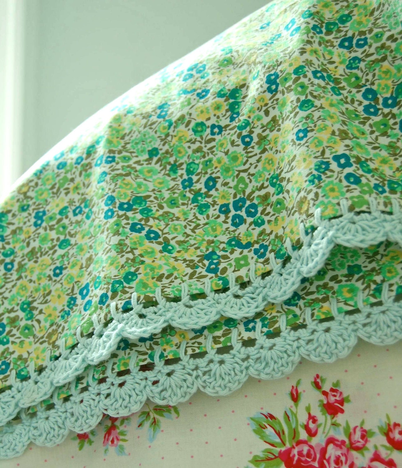 pillowcase with crochet trim  - Sweet Pea