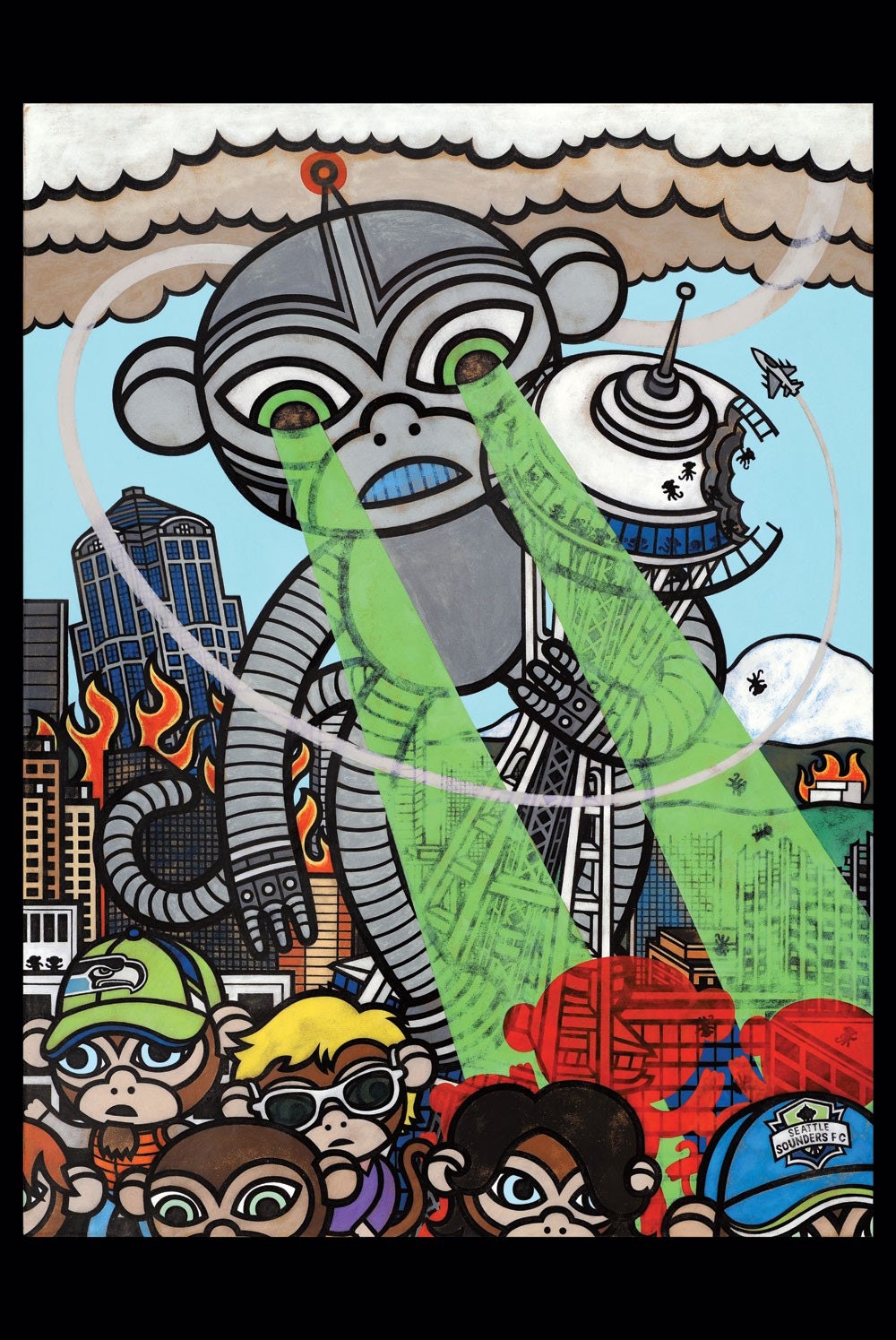 Seattle Poster Space Needle Destruction 24x36