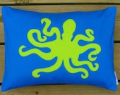 Applique Octopus Pillow Cover in Royal Blue & Lime