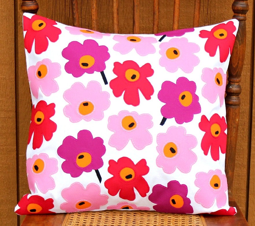 Pop Art Floral Scandinavian Style Applique Pillow Cover--16x16