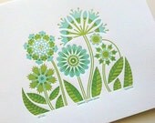 Summer Garden Print - aqua/green
