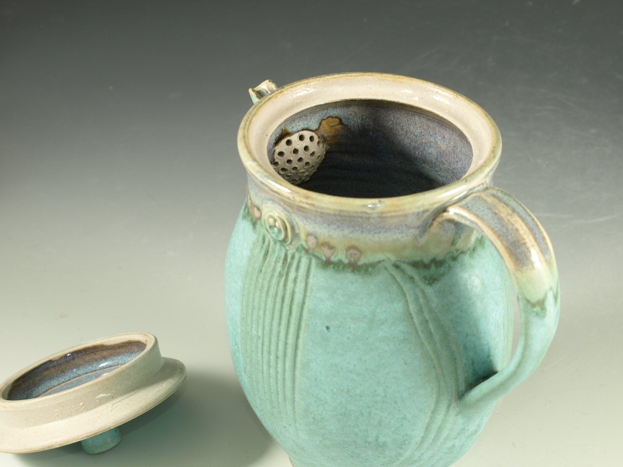 Reserve for jackson-hawk  Teapot, turquoise glaze