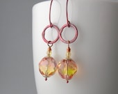 Pink Lemonade Copper Small Hoop Earrings with Free Shipping