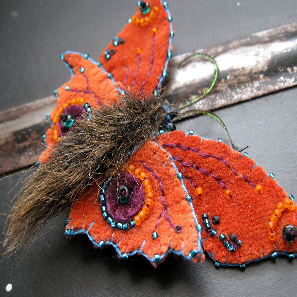 Large Rust Moth Brooch
