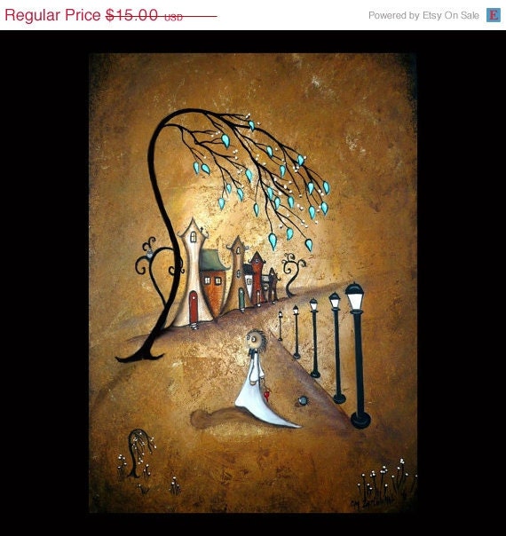Whimsical Art Print -- Hedgehog - Tree --- Creeper Village