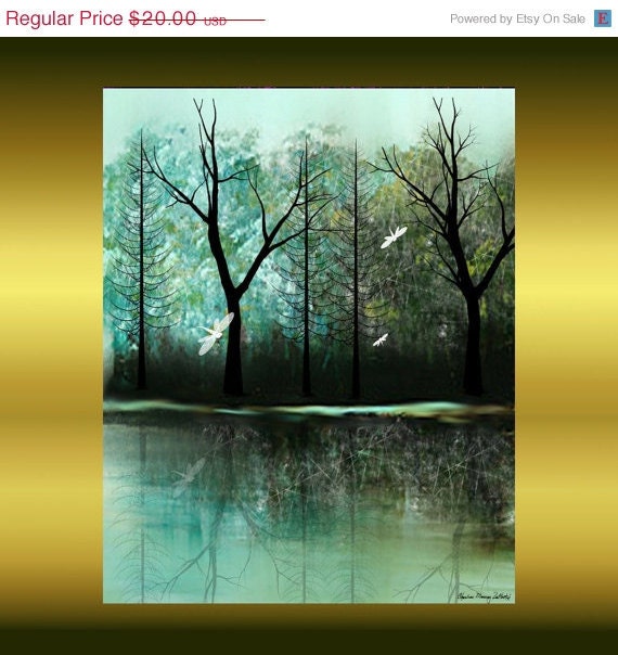 Contemporary Art Tree Print - 8 x 10 -- Neverwinter -- Landscape Trees and Dragonflies