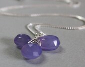 VIOLET wire wrapped pendant with lavender chalcedony and sterling silver