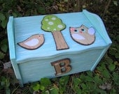 Woodland Owl Toy Box - Natural Solid Wood - Hand-Painted - Two Sizes Available