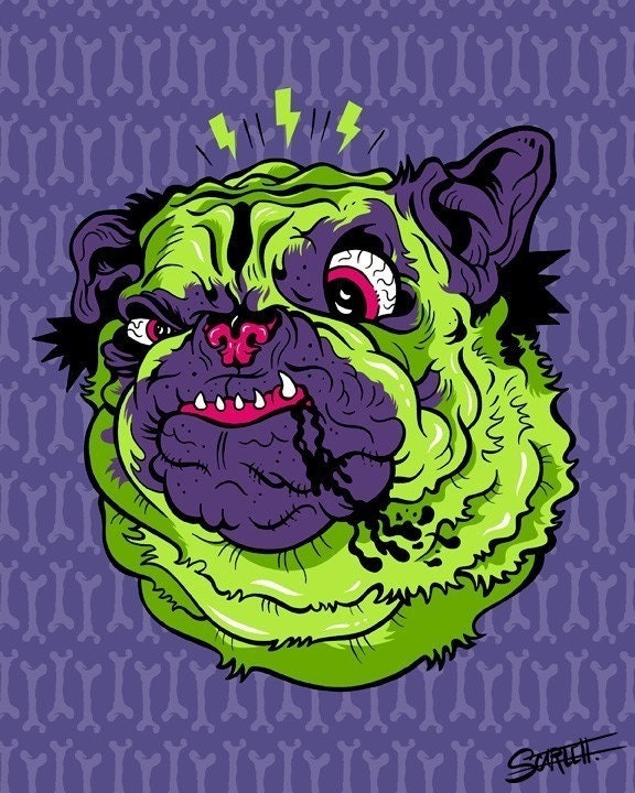 Monster Pets - Pug - 5x7 Archival Print