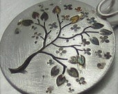 Reversible Round Spring Blooming Silver Tree Pendant - By Beth Millner - BethMillner