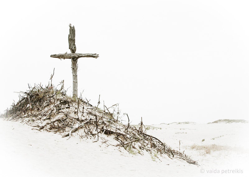 Crosses... - 5x7 inches Fine Art Photograph - Original Signed Wall Art in Neutral Tones: Beige and Off White