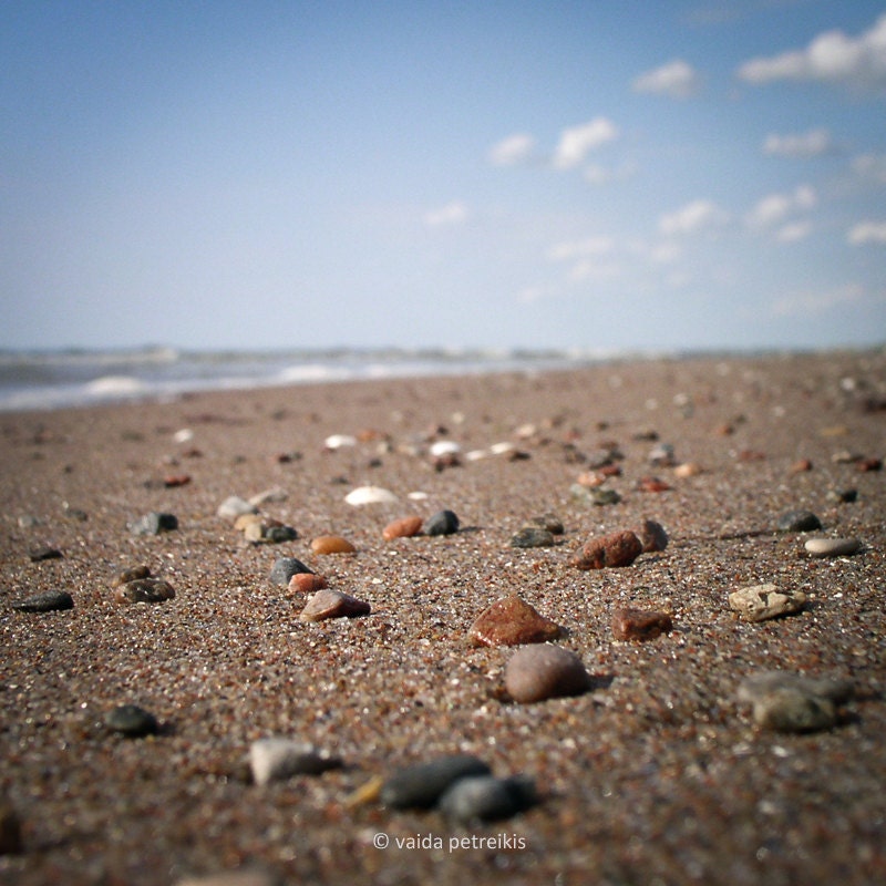 Summer Dreams - 6x6 Fine Art Photography Print - beach in summertime with blue sky sand and stones