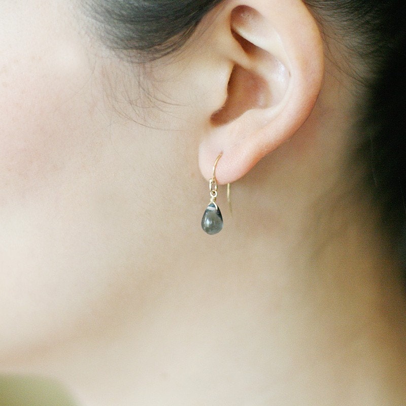 night swimming - gold and blue teardrop earrings by elephantine