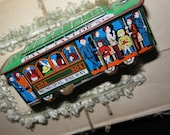 Vintage Tin Railway Toy Trolley Car