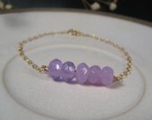 Delicate chain bracelet - gold filled and lilac bracelet - bridesmaid gift
