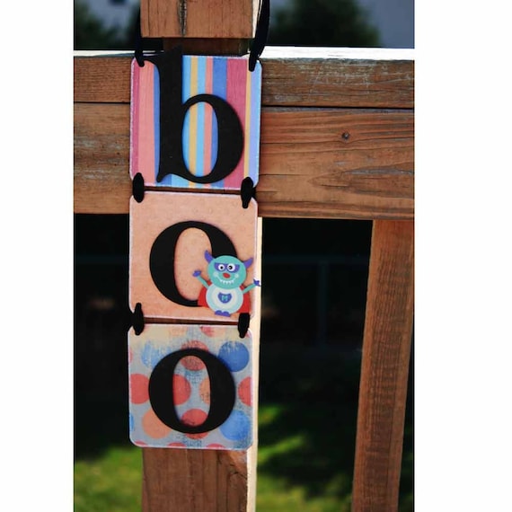 CLEARANCE SALE 50% Off Halloween Decoration - BOO - Hanging Glitter Banner Door Knob Hanger Il_570xn